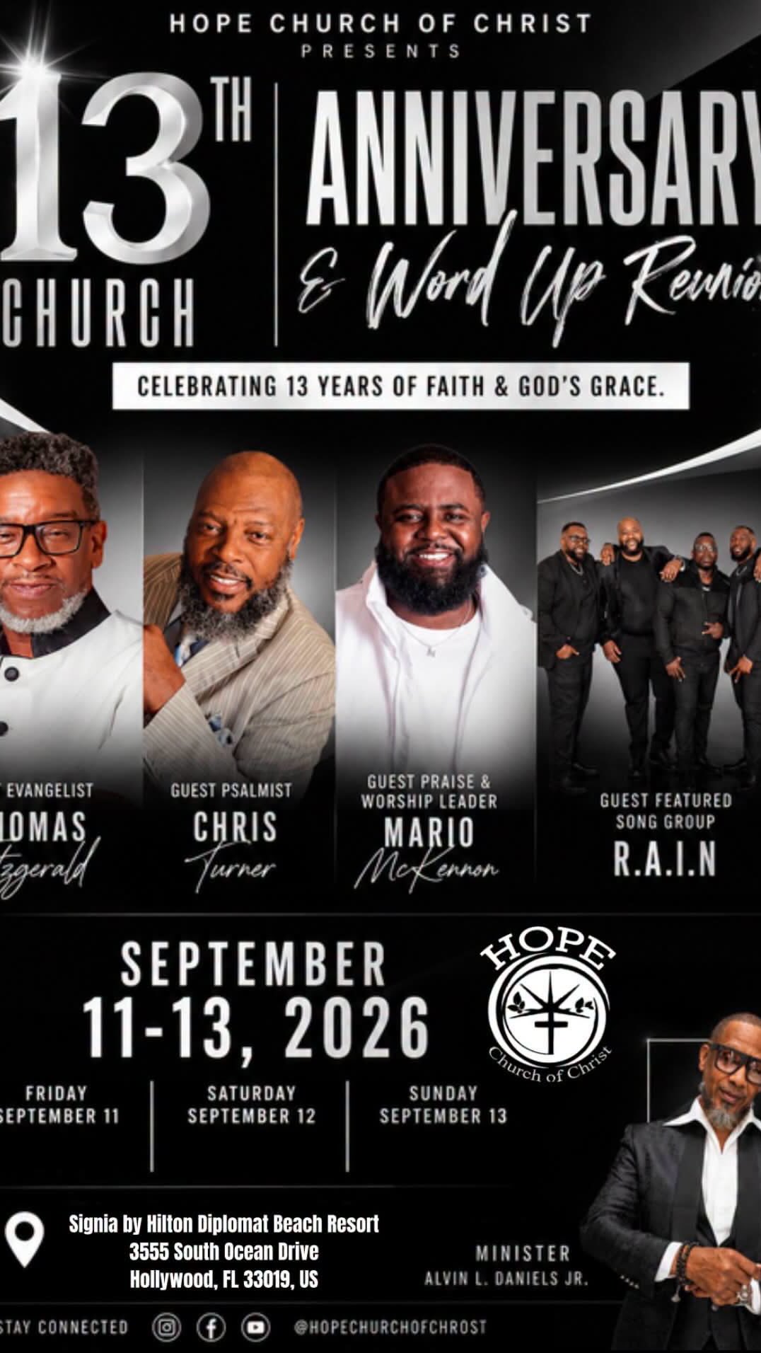 Hope Church 13th anniversary and Word Up Reunion event artwork